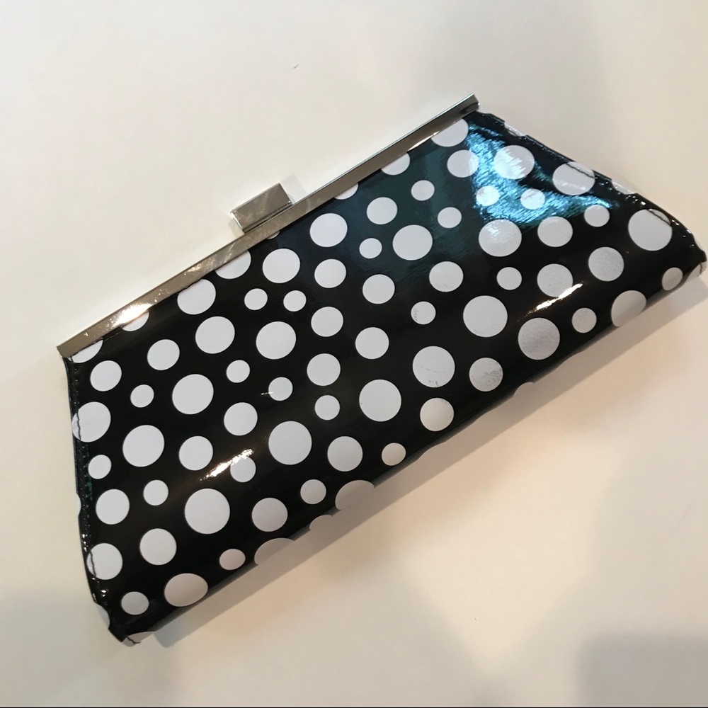 Neiman Marcus black & white polka dot purse